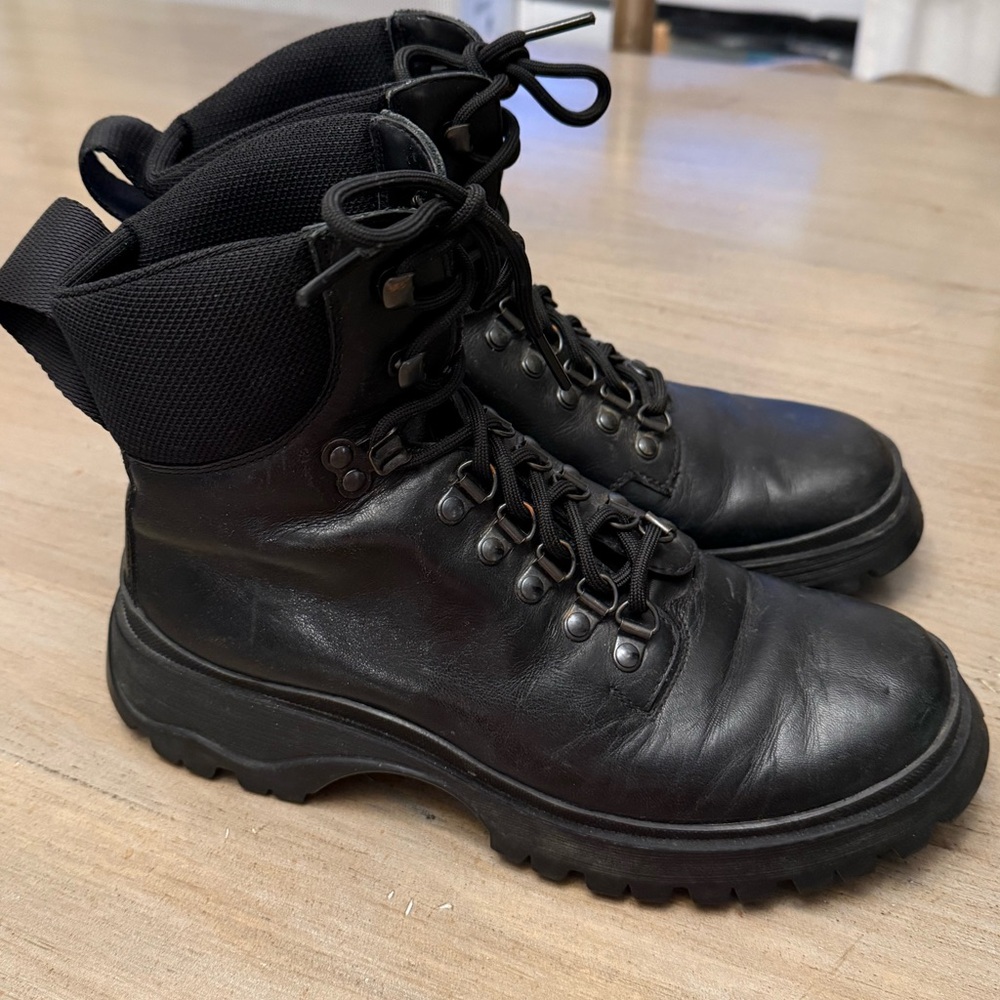 PRADA Sport Leather Combat Boot